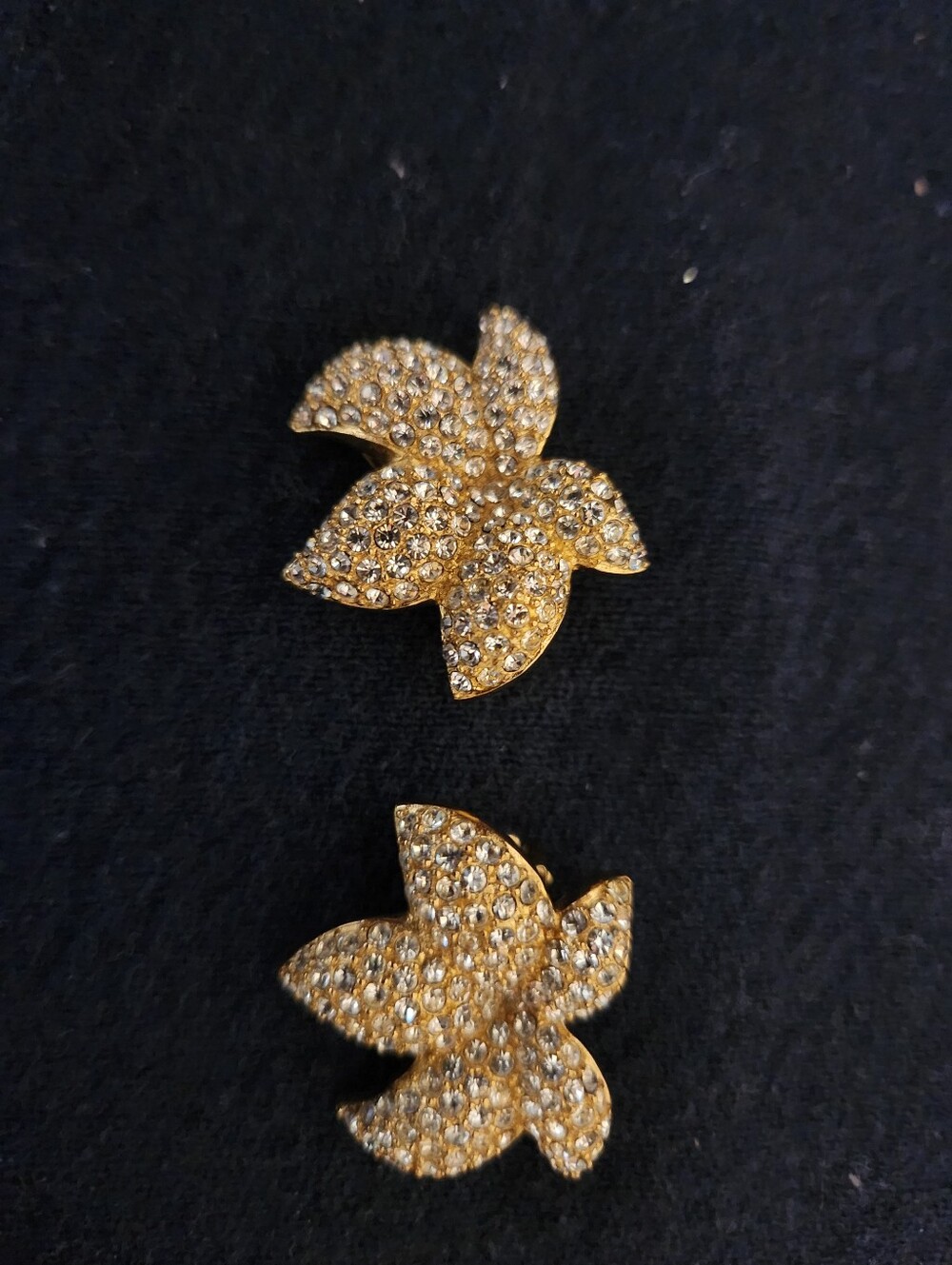 Dior Gold Crystal Flower Pinwheel Stud Earrings